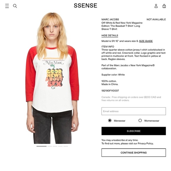 MARC JACOBS New York Magazine Edition “The Baseball T-Shirt” Raglan L/S Tee, S - Picture 15 of 16